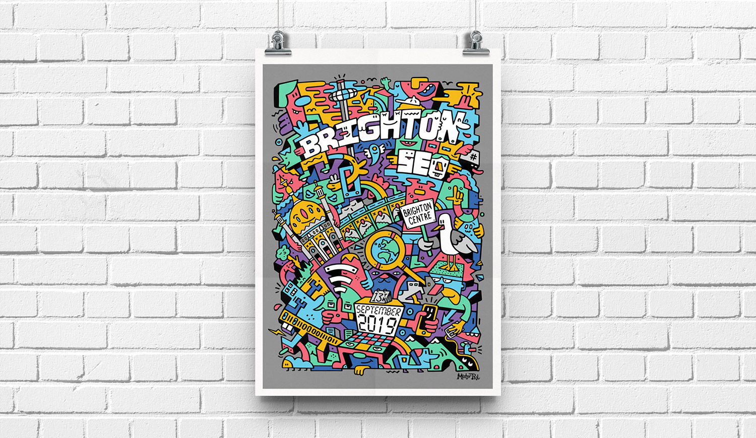 Brighton SEO Conference Poster Print Mister Phil Illustration