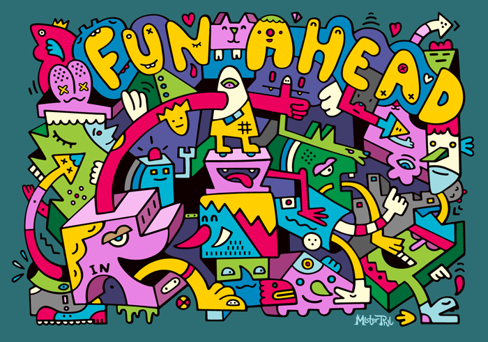 Fun Ahead - Mister Phil Illustration Art Brighton