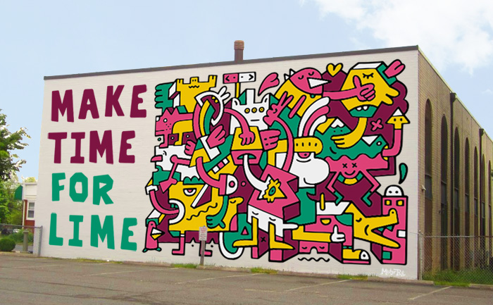 Make Time for Lime Mural - Mister Phil Illustration Art Brighton